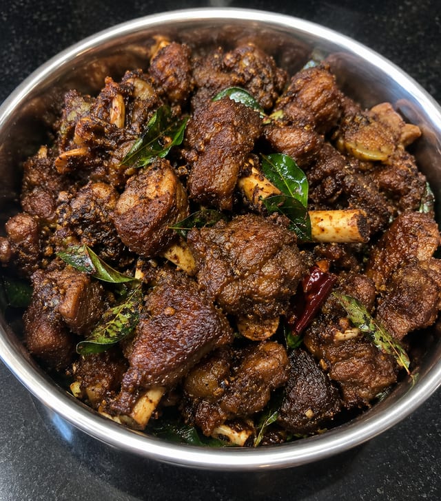 Ghee Roast Mutton Fry.